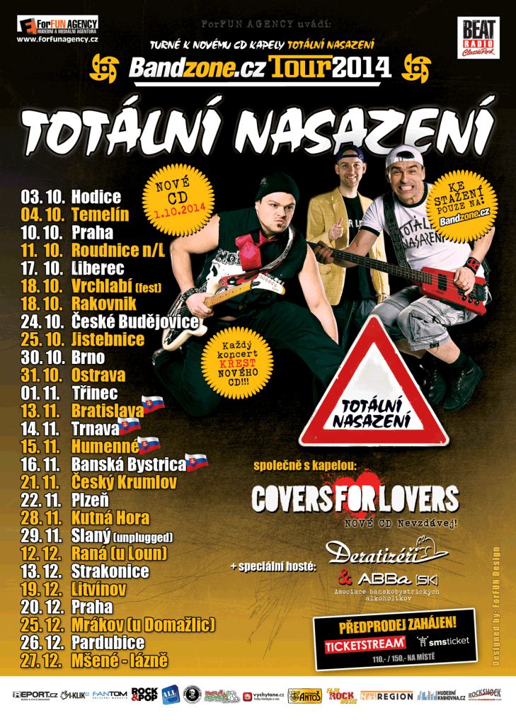 Totální nasazení a Covers for Lovers vyráží na BANDZONE.CZ TOUR 2014