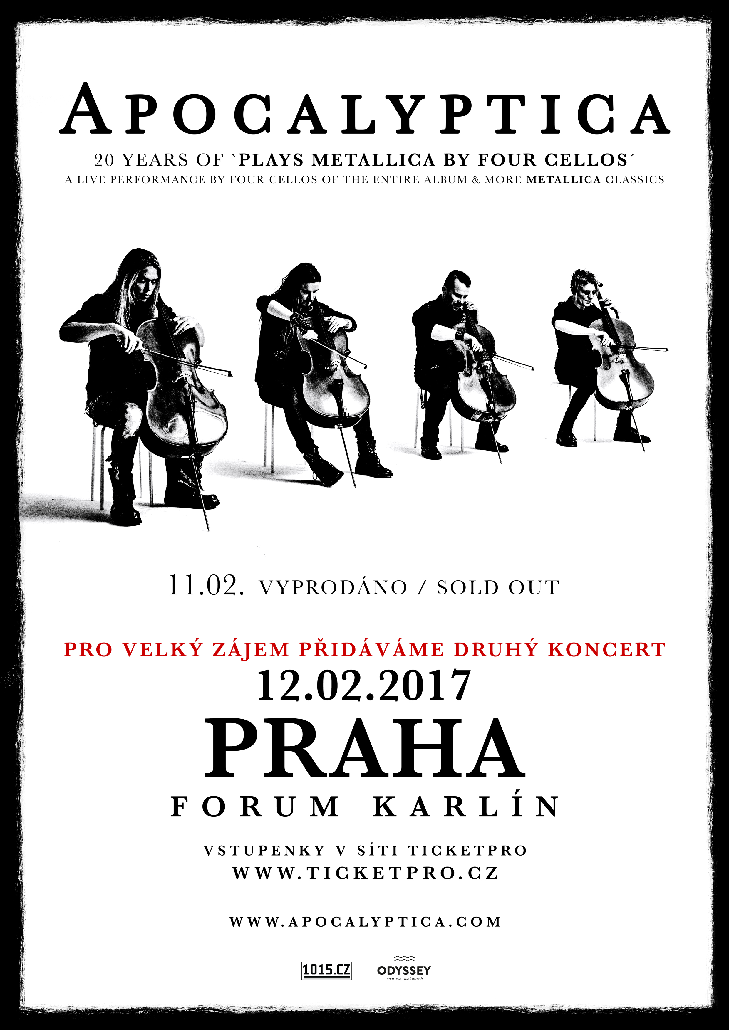 APOCALYPTICA vyprodala pražský koncert v Karlíně, pro velký zájem přidává další