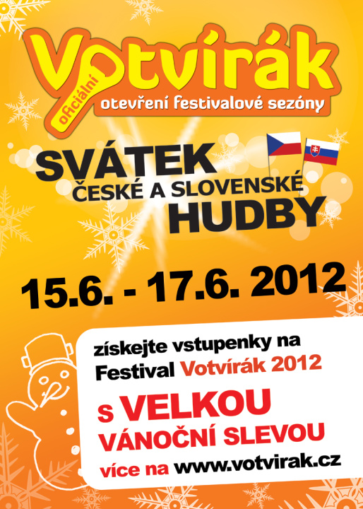 Svátek česko-slovenské hudby festival Votvírák 2012 – zahajuje zvýhodněný vánoční předprodej!